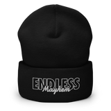 BLACK EMBROIDERY BEANIE