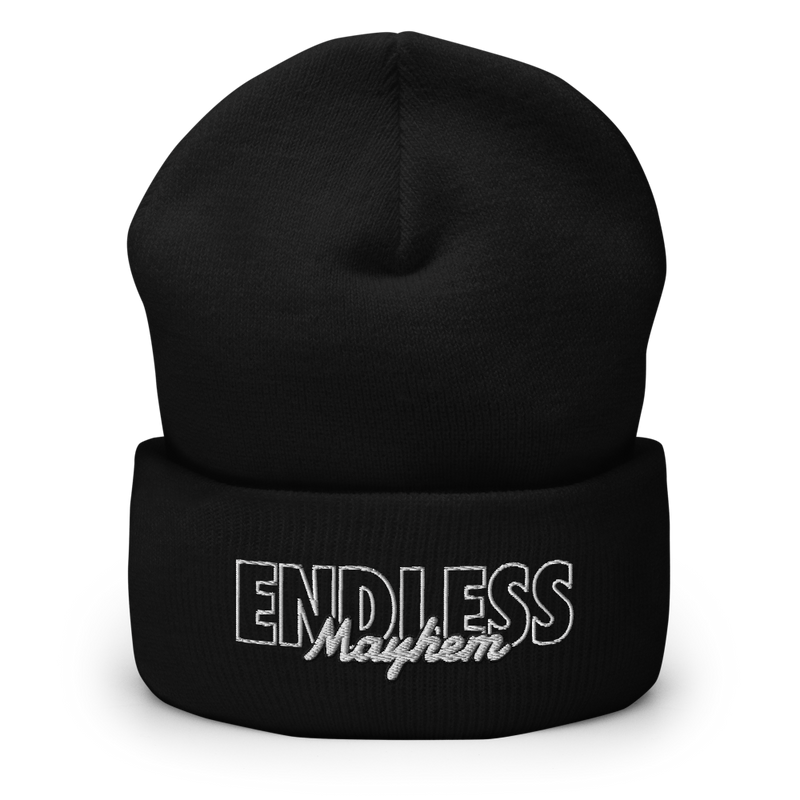 BLACK EMBROIDERY BEANIE