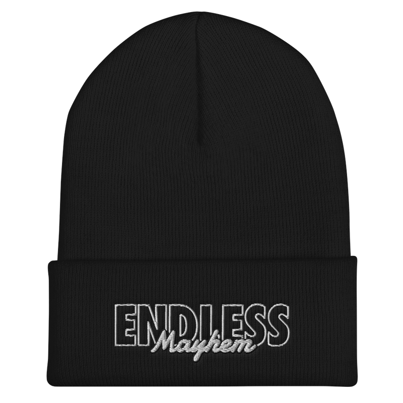 BLACK EMBROIDERY BEANIE